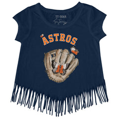 MLB Houston Astros Tiny Turnip Girls Youth Butterfly Glove Fringe T-Shirt