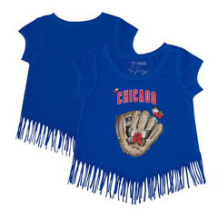MLB Chicago Cubs Tiny Turnip Girls Youth Butterfly Glove Fringe T-Shirt