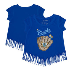 MLB Kansas City Royals Tiny Turnip Girls Youth Butterfly Glove Fringe T-Shirt