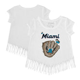 MLB Miami Marlins Tiny Turnip Girls Youth Butterfly Glove Fringe T-Shirt
