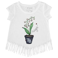MLB Tampa Bay Rays Tiny Turnip Girls Youth Lilies & Ladybugs Fringe T-Shirt