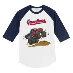 MLB Cleveland Guardians Tiny Turnip Youth Monster Truck 3/4-Sleeve Raglan T-Shirt