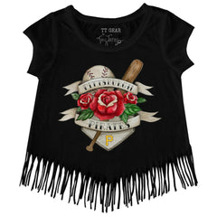 MLB Pittsburgh Pirates Tiny Turnip Girls Youth Tattoo Rose Fringe T-Shirt