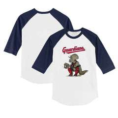 MLB Cleveland Guardians Tiny Turnip Youth Triceratops 3/4-Sleeve Raglan T-Shirt