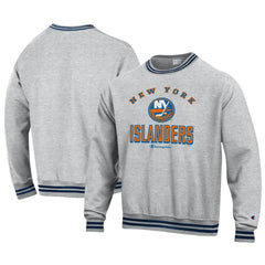 NHL Heather Gray New York Islanders Champion Reverse Weave Yarn Dye Pullover Sweatshirt