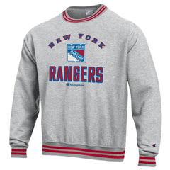 NHL Heather Gray New York Rangers Champion Reverse Weave Yarn Dye Pullover Sweatshirt