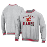 NHL Heather Gray Calgary Flames Champion Reverse Weave Yarn Dye Pullover Sweatshirt