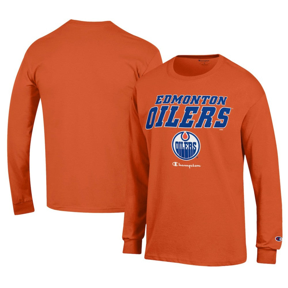 NHL Orange Edmonton Oilers Champion Long-Sleeve Jersey T-Shirt