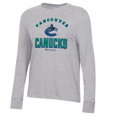 NHL Heather Gray Vancouver Canucks Champion Women's Core Long Sleeve T-Shirt