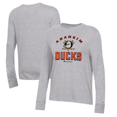 NHL Heather Gray Anaheim Ducks Champion Women's Core Long Sleeve T-Shirt