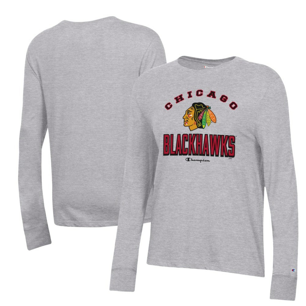 NHL Heather Gray Chicago Blackhawks Champion Women's Core Long Sleeve T-Shirt