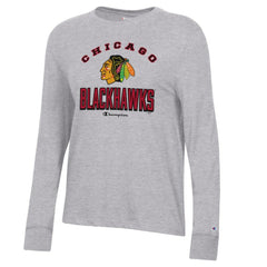 NHL Heather Gray Chicago Blackhawks Champion Women's Core Long Sleeve T-Shirt
