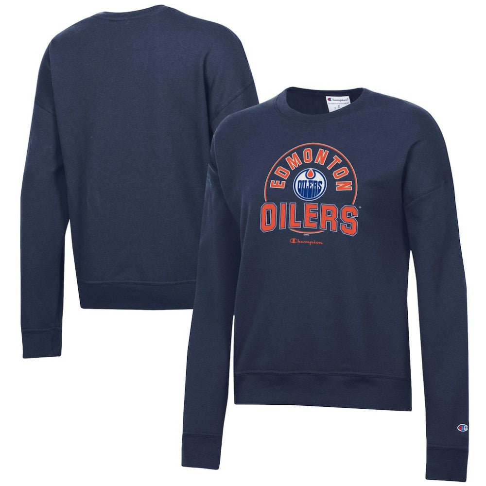 NHL Navy Edmonton Oilers Champion Women's Powerblend Pullover Sweatshirt