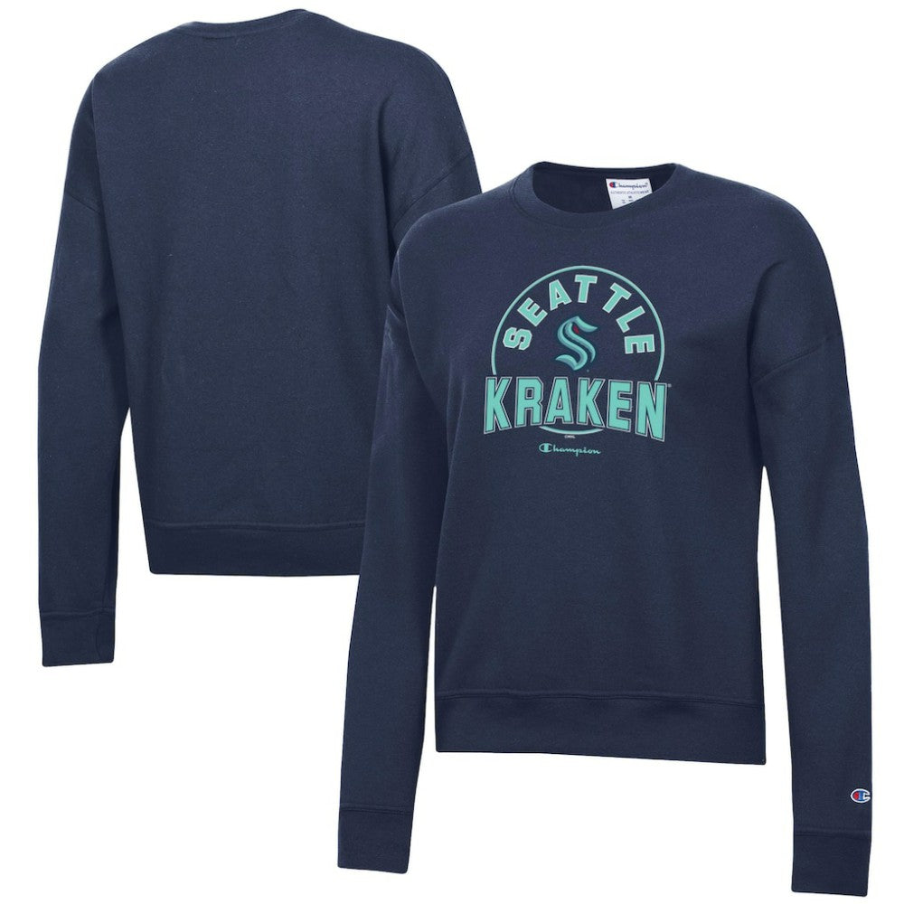 NHL Deep Sea Blue Seattle Kraken Champion Women's Powerblend Pullover Sweatshirt