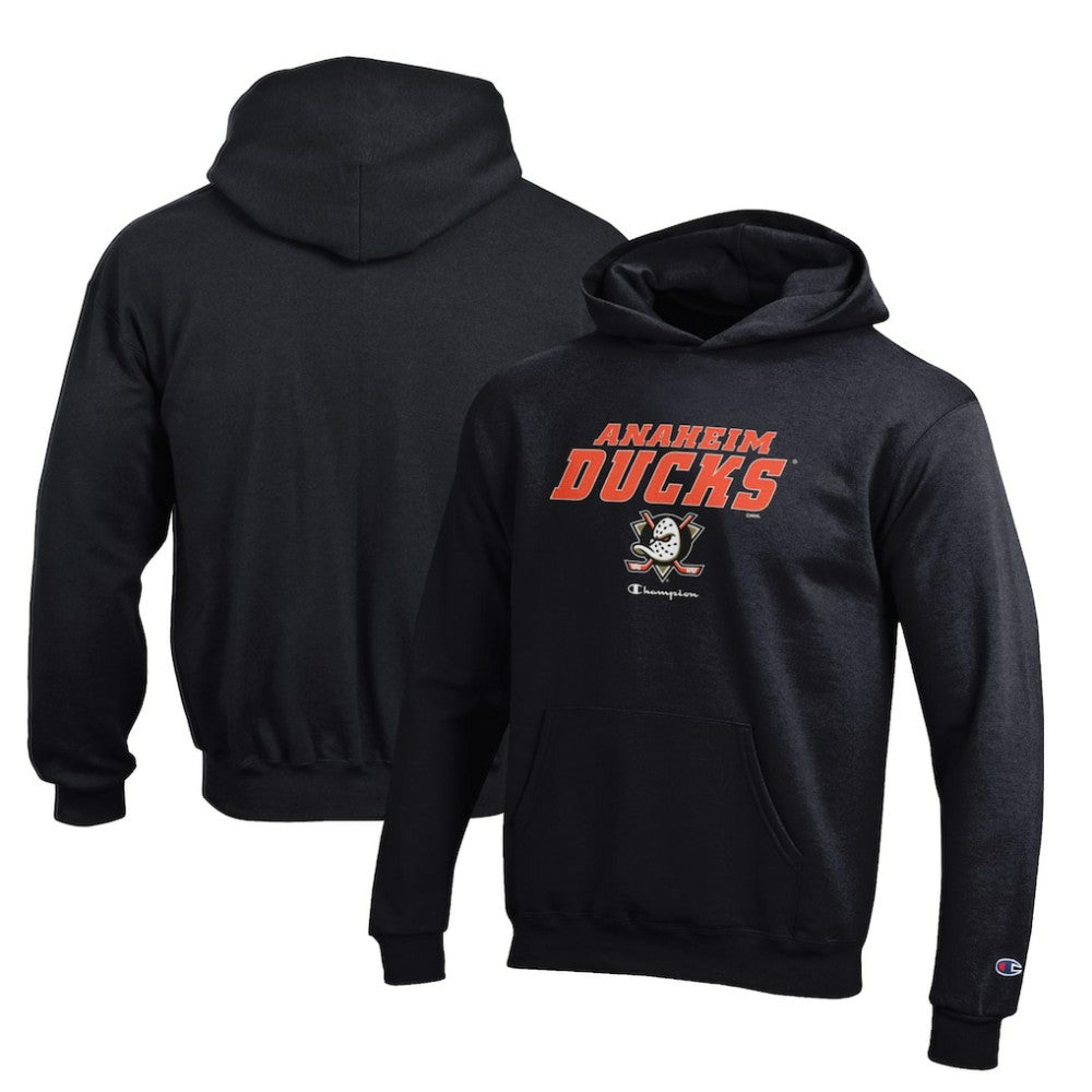 NHL Black Anaheim Ducks Champion Youth Eco Powerblend Pullover Hoodie