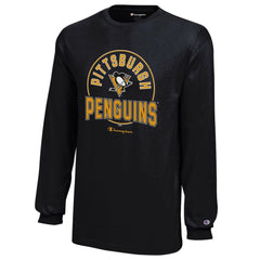 NHL Black Pittsburgh Penguins Champion Youth Long-Sleeve Jersey T-Shirt