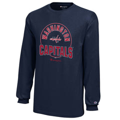 NHL Navy Washington Capitals Champion Youth Long-Sleeve Jersey T-Shirt