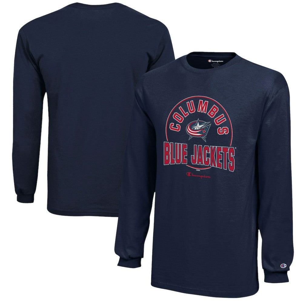 NHL Navy Columbus Blue Jackets Champion Youth Long-Sleeve Jersey T-Shirt