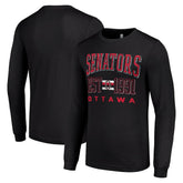 NHL Black Ottawa Senators Starter Retro Graphic Long Sleeve Crew T-Shirt