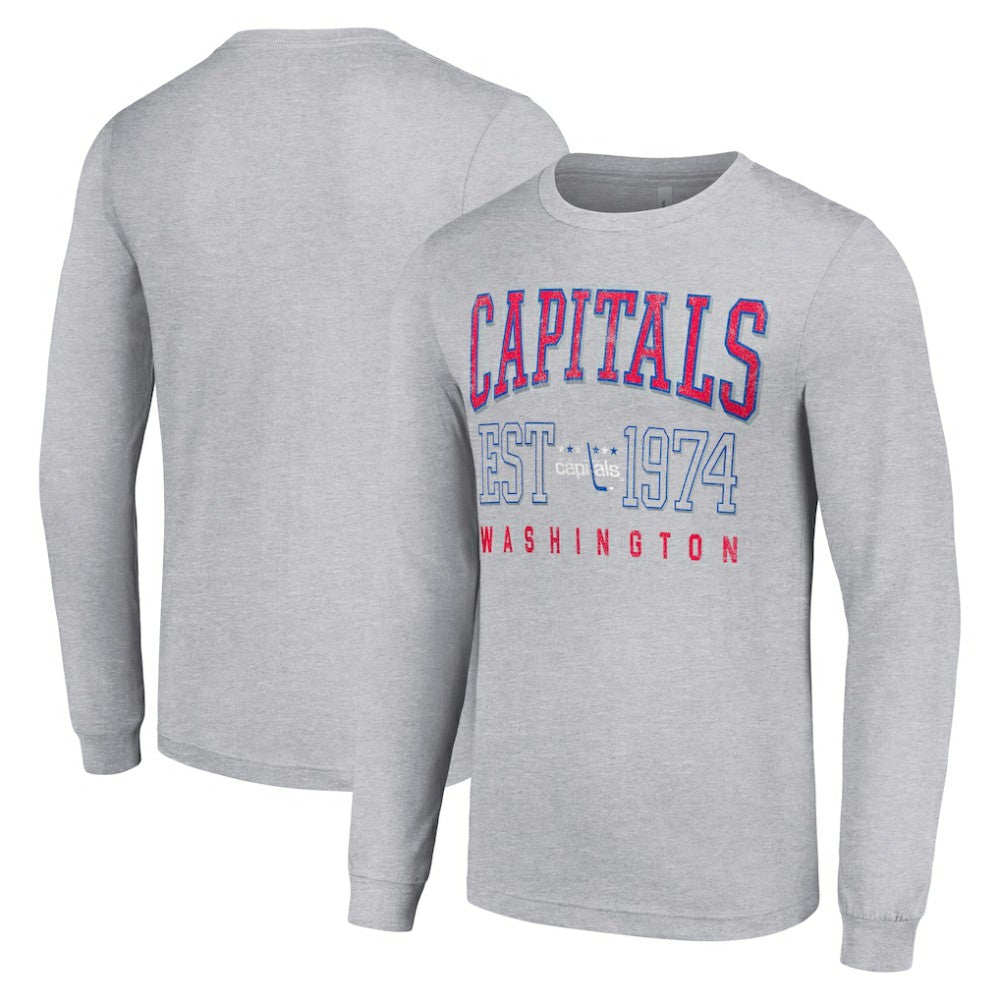 NHL Heather Gray Washington Capitals Starter Retro Graphic Long Sleeve Crew T-Shirt