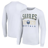 NHL White Buffalo Sabres Starter Retro Graphic Long Sleeve Crew T-Shirt