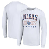 NHL White Edmonton Oilers Starter Retro Graphic Long Sleeve Crew T-Shirt