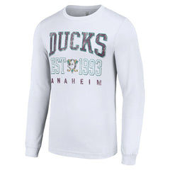 NHL White Anaheim Ducks Starter Retro Graphic Long Sleeve Crew T-Shirt