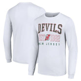 NHL White New Jersey Devils Starter Retro Graphic Long Sleeve Crew T-Shirt