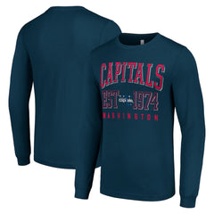 NHL Navy Washington Capitals Starter Retro Graphic Long Sleeve Crew T-Shirt