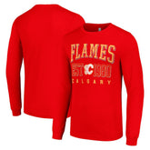 NHL Red Calgary Flames Starter Retro Graphic Long Sleeve Crew T-Shirt