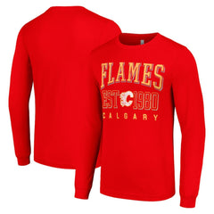 NHL Red Calgary Flames Starter Retro Graphic Long Sleeve Crew T-Shirt