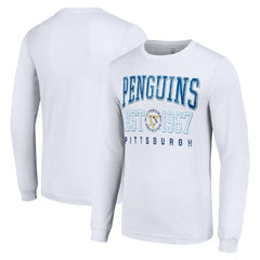 NHL White Pittsburgh Penguins Starter Retro Graphic Long Sleeve Crew T-Shirt