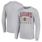 NHL Heather Gray Chicago Blackhawks Starter Retro Graphic Long Sleeve Crew T-Shirt