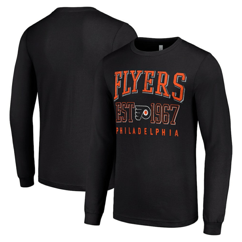 NHL Black Philadelphia Flyers Starter Retro Graphic Long Sleeve Crew T-Shirt