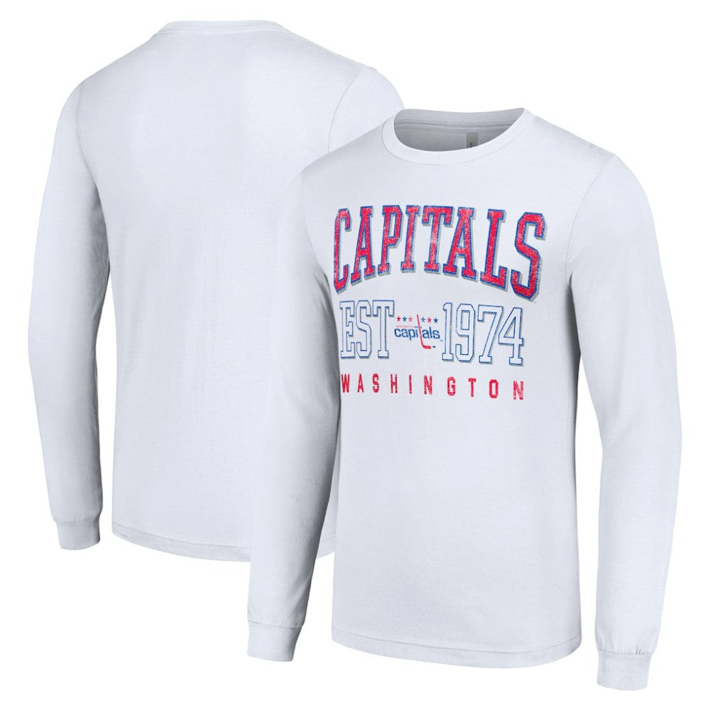 NHL White Washington Capitals Starter Retro Graphic Long Sleeve Crew T-Shirt