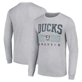 NHL Heather Gray Anaheim Ducks Starter Retro Graphic Long Sleeve Crew T-Shirt