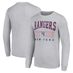 NHL Heather Gray New York Rangers Starter Retro Graphic Long Sleeve Crew T-Shirt