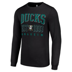 NHL Black Anaheim Ducks Starter Retro Graphic Long Sleeve Crew T-Shirt