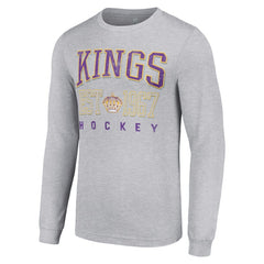 NHL Heather Gray Los Angeles Kings Starter Retro Graphic Long Sleeve Crew T-Shirt