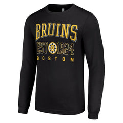 NHL Black Boston Bruins Starter Retro Graphic Long Sleeve Crew T-Shirt