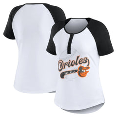 MLB Baltimore Orioles WEAR by Erin Andrews Women's Fitted Henley Raglan T-Shirt