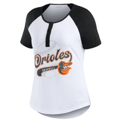 MLB Baltimore Orioles WEAR by Erin Andrews Women's Fitted Henley Raglan T-Shirt