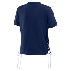 MLB Boston Red Sox WEAR by Erin Andrews Women's Side Lace-Up Cropped T-Shirt