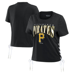 MLB Pittsburgh Pirates WEAR by Erin Andrews Women's Side Lace-Up Cropped T-Shirt
