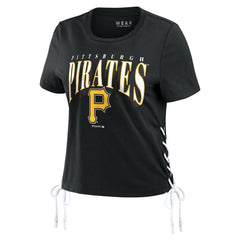 MLB Pittsburgh Pirates WEAR by Erin Andrews Women's Side Lace-Up Cropped T-Shirt
