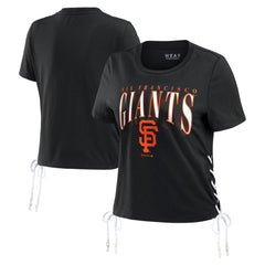 MLB San Francisco Giants WEAR by Erin Andrews Women's Side Lace-Up Cropped T-Shirt