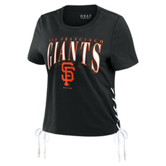 MLB San Francisco Giants WEAR by Erin Andrews Women's Side Lace-Up Cropped T-Shirt