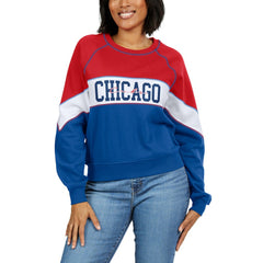 MLB Chicago Cubs WEAR by Erin Andrews Women's Color Block Crew Neck Pullover Sweatshirt