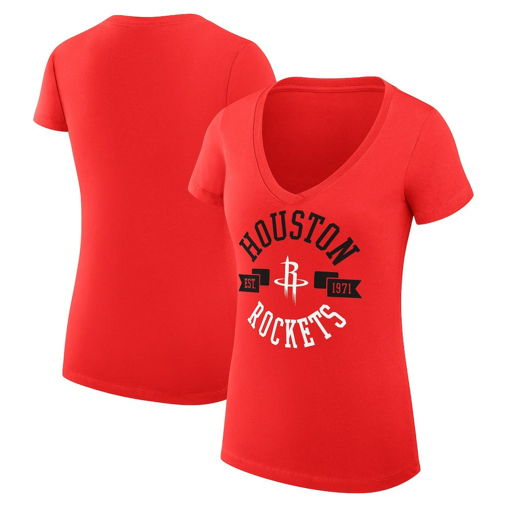NBA Houston Rockets G-III 4Her by Carl Banks Women's Super-Slim Fit Lightweight Large City Logo V-Neck T-Shirt