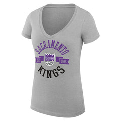 NBA Sacramento Kings G-III 4Her by Carl Banks Women's Super-Slim Fit Lightweight Large City Logo V-Neck T-Shirt